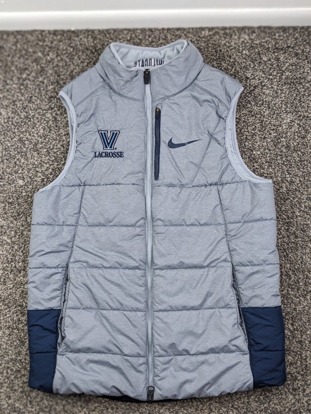 Team Issued Villanova Wildcats Lacrosse Puffer Vest Nike Quilted Mens Small